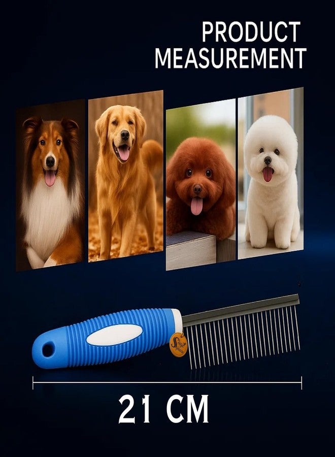 سايج سكوير مشط سيج سكوير ذو المقبض الثقيل أحادي الجانب للكلاب والقطط | مشط قوي بمقبض مطاطي وأسنان من الفولاذ المقاوم للصدأ | يفك التشابك ويزيل البراغيث | أداة متينة للعناية بالحيوانات الأليفة | 21 سم، لون عشوائي - Image 3